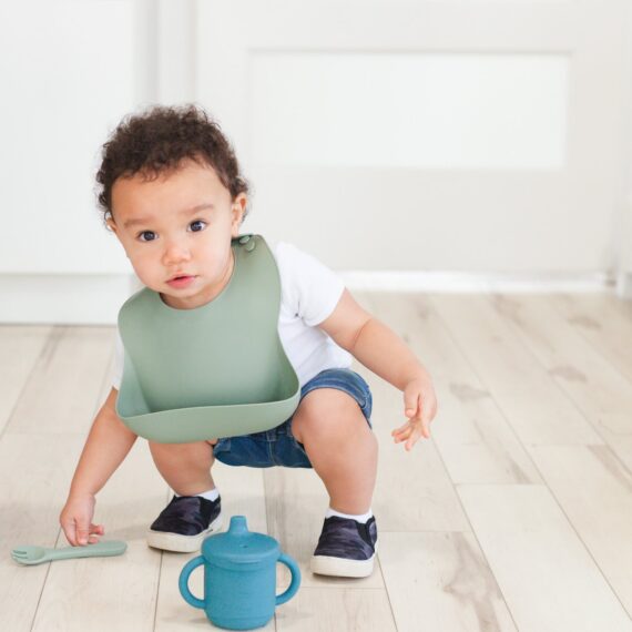 Baby Silicone Bib (Sage)