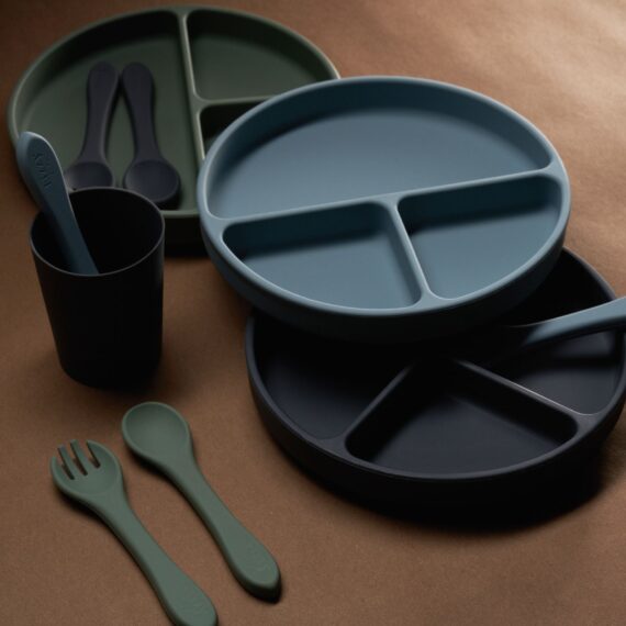 Silicone Suction Plate (Muted Blue)