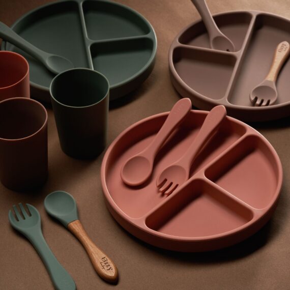 Silicone Spoon and Fork Set (Taupe)