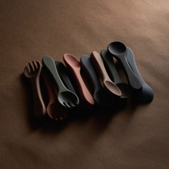 Silicone Spoon and Fork Set (Dark Gray)